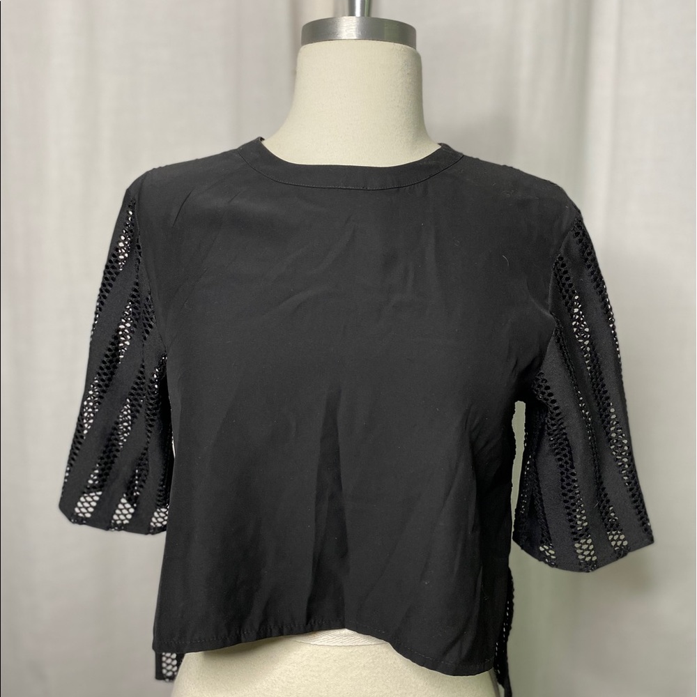 Black Crop Top W/ Mesh Back